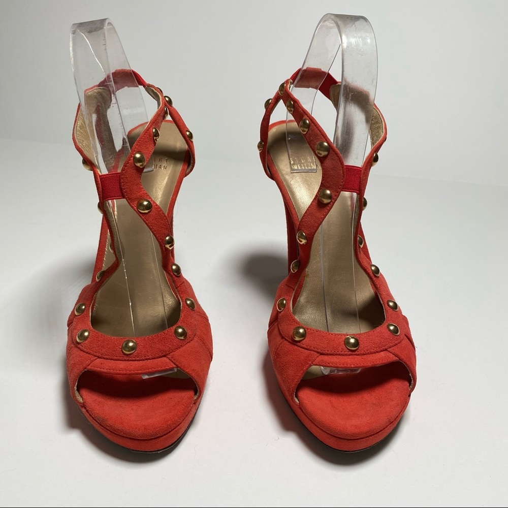 Stuart Weitzman Ratatat Studded Suede Sandals Hig… - image 2